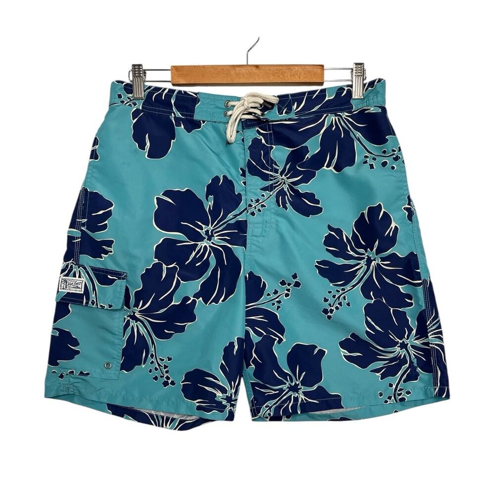 Polo Ralph Lauren Swim Trunks Mens Large Blue Floral Hawaiian Beach Tropical